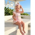 thumbnail image 6 of BemeyourBBs Newborn Baby Girl Summer Clothes Plaid Gingham Romper One Piece Outfit Lace Trim Ice Cream Embroidery Square Neck Fly Sleeve Infant Bodysuits Jumpsuits Playsuit with Headband, 6 of 9