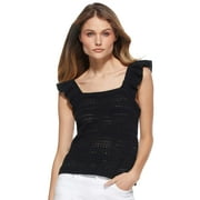 Scoop Women’s Crochet Flutter Sleeve Tank
