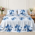 thumbnail image 2 of Flymme Blue Butterfly Queen Sheet Set, 4 Pieces Soft Bedding Queen Sheet Set,Breathable and Cooling Sheets for Bedroom Guest Rooms,Dorms, 2 of 8