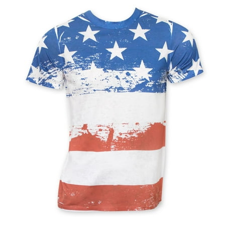 American Flag Distressed Sublimation Stars And Stripes Tee Shirt ...