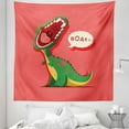 thumbnail image 1 of Dinosaur Tapestry, Aggressive Prehistoric Cartoon Animal Roaring Open Mouth Wildlife Image, Fabric Wall Hanging Decor for Bedroom Living Room Dorm, 5 Sizes, Coral Green Yellow, by Ambesonne, 1 of 1