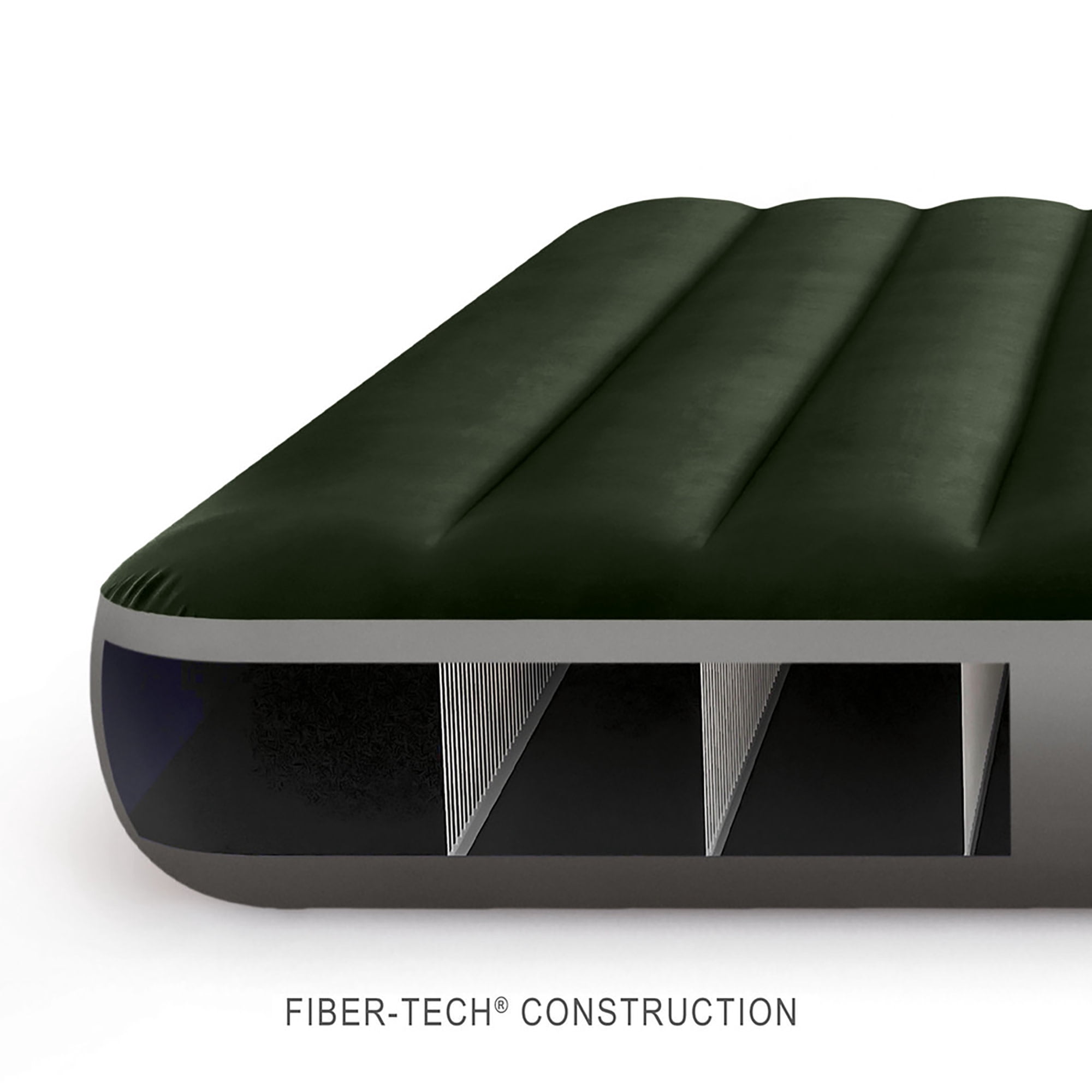 Intex: Dura-Beam: Downy Airbed - Twin - Green, 10" Inflatable Mattress, Built-In Foot Pump, Fiber-Tech, Carry Bag, Indoor-Outdoor, 300lb Cap, 64761E