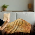 thumbnail image 3 of Island Map Soft Flannel Fleece Blanket, Dated Old Map in Dense Color on Wooden Background Hide out Shores Art Design, Cozy Plush for Indoor and Outdoor Use, 50" x 70", Orange Brown, by Ambesonne, 3 of 5