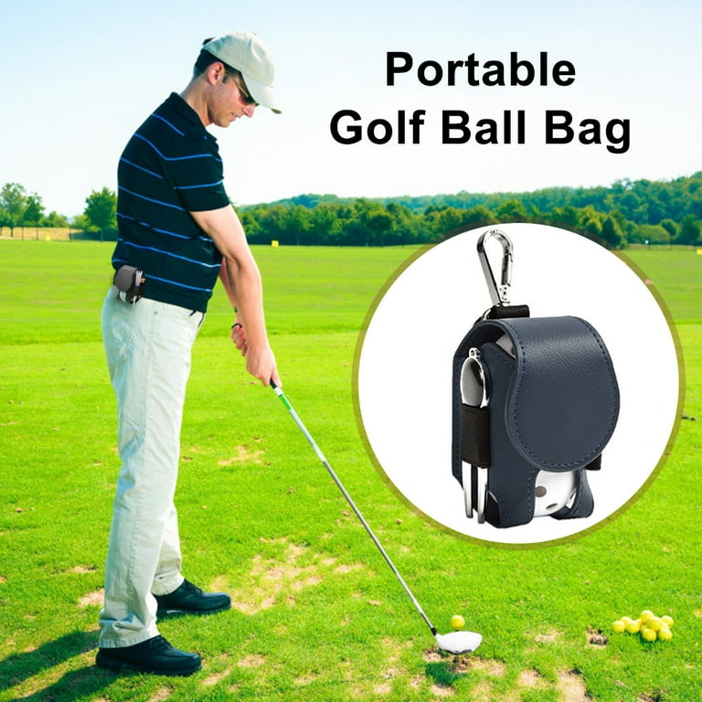 Smrinog PU Leather Golf Ball Pouch Mini Waist Hanging Outdoor Accessories  (Dark Blue) 