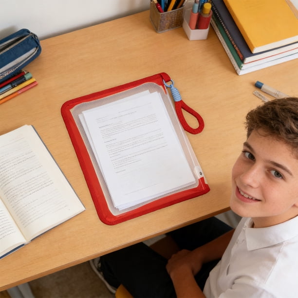 Ins Colorful A4 Clear Zipper File Folder Large-Capacity Clear Storage Bag For Test Papers Textbook And Miscellaneous Items