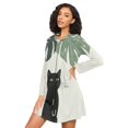 thumbnail image 3 of FORMRS Womens Long Sleeve Nightgowns Crew Neck Sleep Shirt Soft Pajamas Sizes S-3XL, Black Cat Umbrella, 3 of 8
