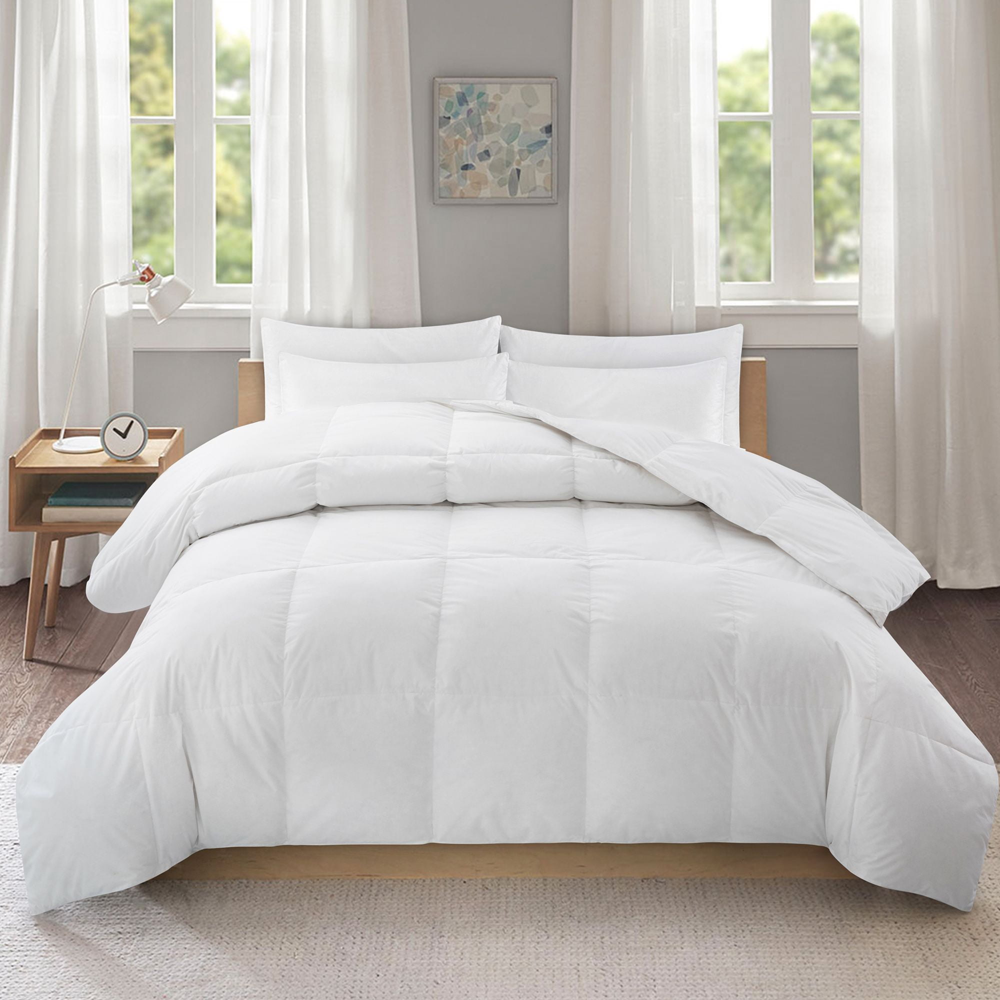 Puredown® Lightweight White Goose Down and UltraFeather Comforter with 100 Cotton Cover, White