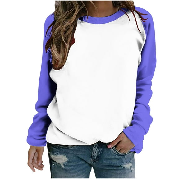 Patlollav Winter Fall Womens Raglan Sleeve Tops Loose Long Sleeve Round Neck Top/Shirt
