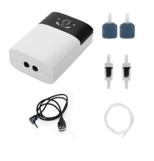 Aquarium Air Pump, Rechargeable Aerator Oxygen Pump, Portable USB air Bubbler for Fish Tank, Fishing, Fish Transportation, Aquarium Dual Outlet Bubbler Aerator Pump for Outdoor Fishing, Power Outages