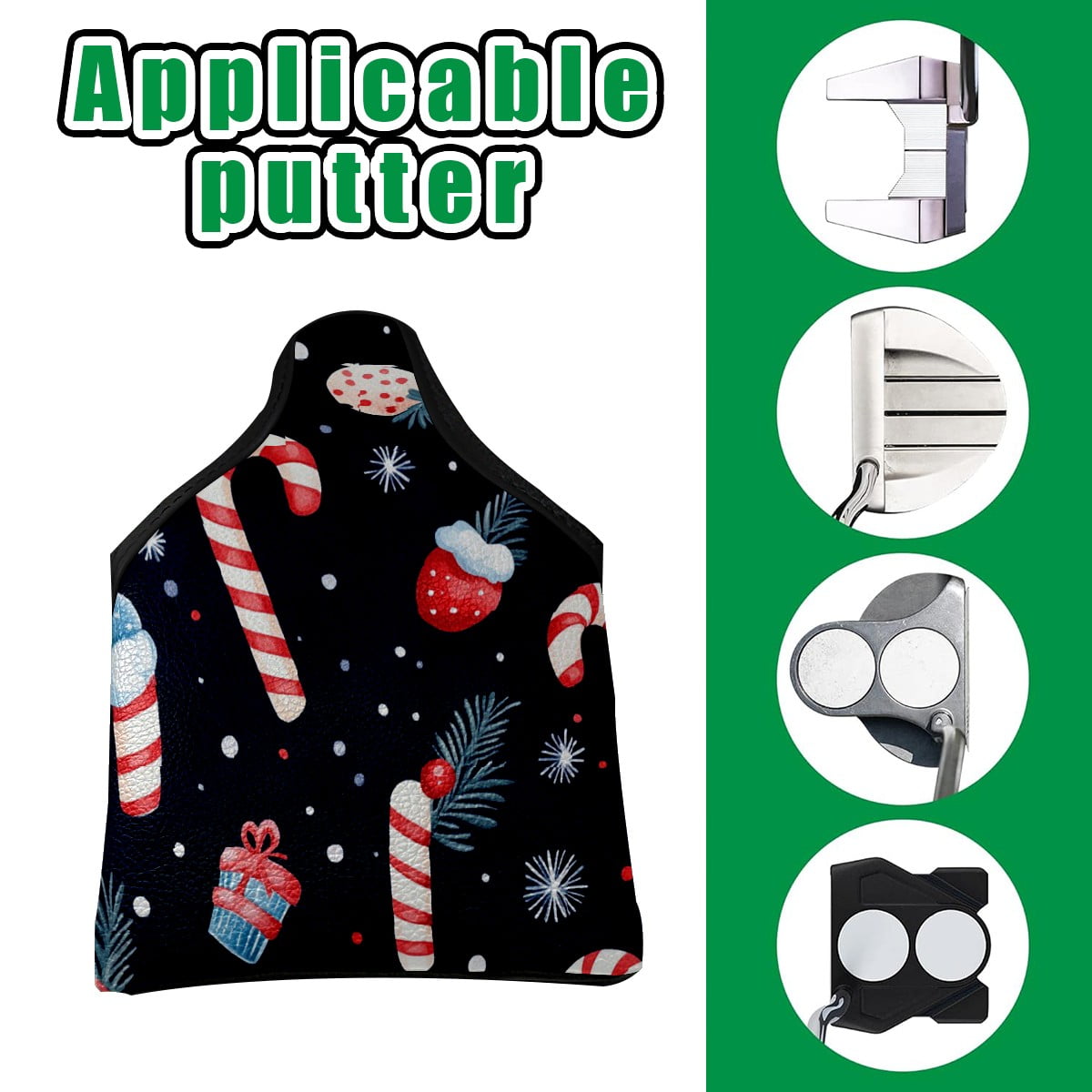 Golf Mallet Putter Cover Premium Leather Waterproof Golf Putter Head Cover with Magnetic Closure Candy Pattern