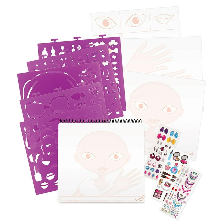Fashion Angels Make-up & Hair Design Sketch Portfolio (11452) Sketchbook  for Beginners, Sketchbook with Stencils and Stickers for Ages 6 and Up