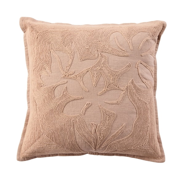 Better Homes & Gardens Sophia 18x18 Inch Embroidered Floral Throw Pillow Cover, Antique Blush