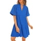 thumbnail image 1 of Vestido PRETTYGARDEN para mujer, manga corta, cuello en V, azul, talla L, 1 of 9
