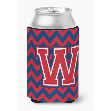 

Letter W Chevron Yale Blue and Crimson Can or Bottle Hugger