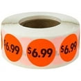 thumbnail image 1 of Fluorescent Red $6.99 Pricing Stickers | 0.75" Inch Round | 500 Pack, 1 of 1