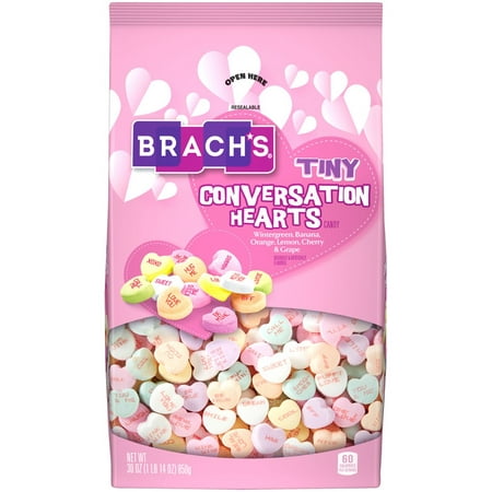 Brachs Tiny Conversation Hearts Valentines Candy, 30oz Stand Up Bag