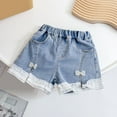 thumbnail image 6 of Toddler Girls' Shorts Kids Baby Little Summer Denim Elastic Waistband Flower Embroidery Jeans White Lace Shorts for Girls Blue Size 6-12 Months, 6 of 8