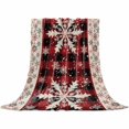 thumbnail image 2 of Winter Snowflake Throw Flannel Blanket 50x80In Christmas Red Black Plaid Vintage Silhouette Super Soft Cozy Bed Blanket, Lightweight Plush Fuzzy Bed Throw for Bedroom Sofa Couch Living Room, 2 of 4