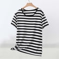thumbnail image 2 of Levmjia Womens Tops Modal Short Sleeve Round Neck Striped Casual Shirt Soft Comfy Stretch Tee Regular Fit Everyday Wear Spring Summer, 2 of 5