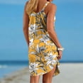 thumbnail image 5 of Staron Spring Summer Dresses for Women Vacation Hawaiian Print V Neck Sleeveless Loose Casual Beach Coverall Dress, Yellow L, 5 of 7