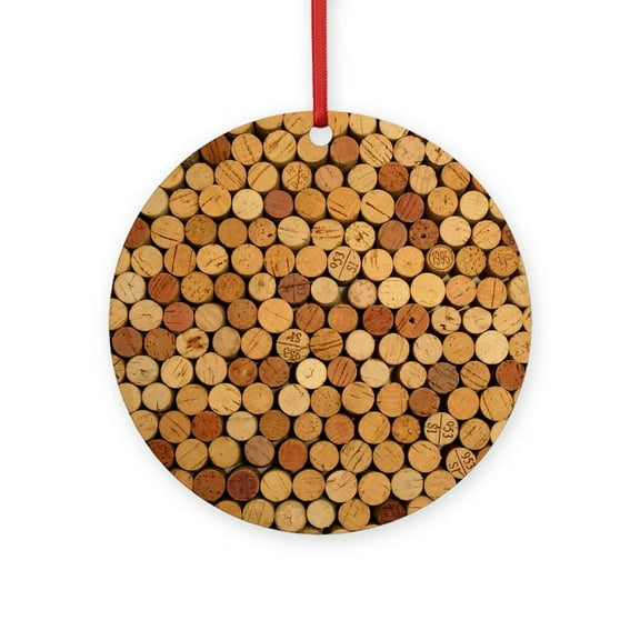 CafePress - Wine Corks 6 -  Round Wood Ornament 4"
