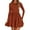 Brick Red, variant on Fall Dresses for Women Casual Long Sleeve Bubble Cute Crew Neck A Line Mini Short Dress with Pockets
