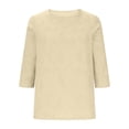 thumbnail image 3 of Adeawade Womens T Shirts 3/4 Sleeve Crewneck Tops Solid Color Basic Tee Clothing S Beige, 3 of 5