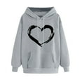 thumbnail image 4 of Kaemgyyd Sweatshirt for Women Cute Heart Drawstring Fall Fashion Pullover Lightweight Fleece Casual Hoodies Winter Clothes, 4 of 4