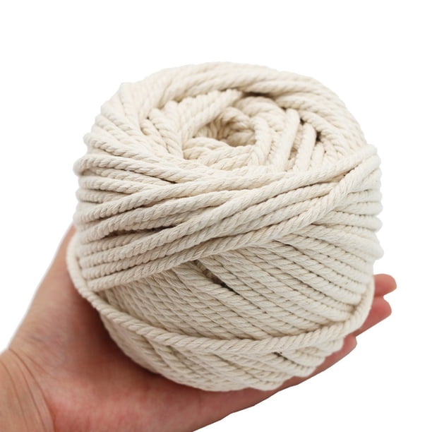 Cuerda de macramé de 6/5/4mm, cordón de algodón trenzado para cuerda Beige Natural hecha a mano, accesorios DIY 50/65/100M Adepaton 2028902-1