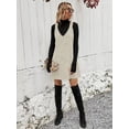 thumbnail image 2 of Sleeveless V-Neck Jumper Dress with Wide Straps and A-Line Fit, 2 of 6