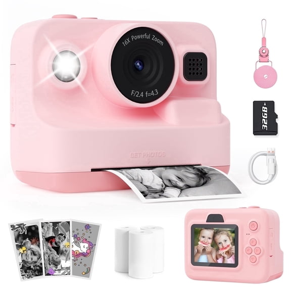 Prysyed Upgrade Camera Instant Print, 1080P HD Digital Video Camera, Birthday Gift for Girls and Boys