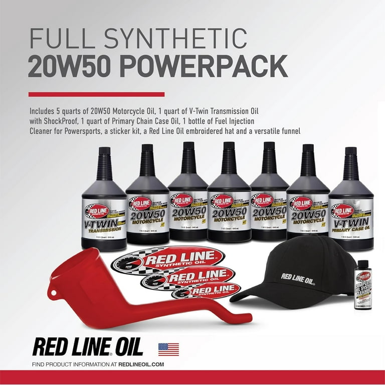 Red Line Synthetic Oil, 90226 Motorcycle Power Pack Kit, 20W-50