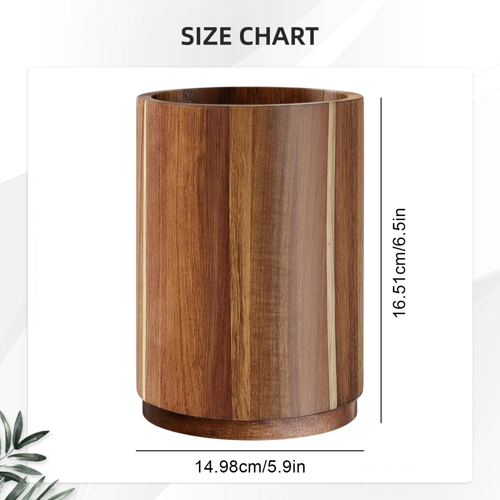 Wood Utensil Holder for Kitchen Counter,5.9"x6.5'' Wooden Cooking Utensil Crock for Countertop,Kitchen Countertop Organizer with Non-Slip Base,Farmhouse Kitchen Decor(White)