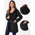 thumbnail image 2 of DARING DIVA Windbreaker Trench Coat Hooded Waterproof Jacket XL Black, 2 of 6