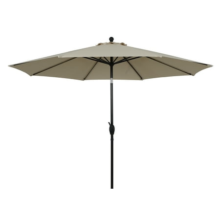 Better Homes & Gardens Premium 10' Beige Round Market Patio Umbrella, Crank Lift, 3-Angle Tilt