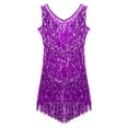thumbnail image 6 of Aiihoo Women Shiny Metallic Tassel Latin Samba Tango Dress Sleeveless Dress 1920s Cocktail Party Purple X, 6 of 7