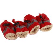 Anti Slip Dog Socks Shoes Adjustable Drawstring Boot Paw Protectors for Small Medium Pets Cats Red/Thick Medium