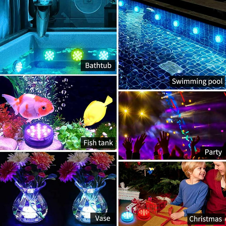 FANCY Rechargeable Submersible LED Lights Floating Pool Light Color  Changing Night Light Waterproof Underwater Light with Remote Magnet Suction  Cup Timer for Xmas Fish Aquarium 