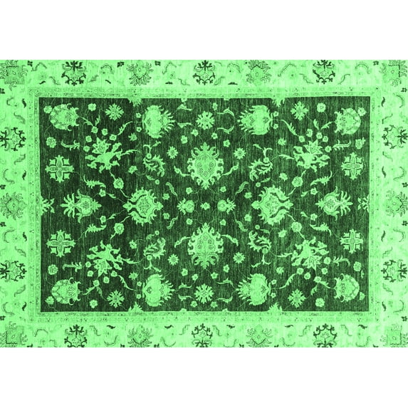 Ahgly Company Indoor Rectangle Oriental Emerald Green Traditional Area Rugs, 7' x 9'