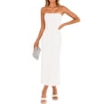 thumbnail image 1 of Vestido de verano ZESICA 2025, estilo bohemio, floral, sin tirantes, ajustado, blanco, 1 of 8