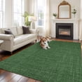 thumbnail image 2 of Large Area Rug 6'x9', Dark Green Burlap Texture Non-slip Runner Carpet for Living Room/Bedroom/Office, Farmhouse Vintage Green Outdoor Indoor Rectangle Area Rugs Floor Mat for Kitchen/Dining Room, 2 of 9