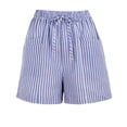 thumbnail image 4 of Bosfbaoi Women's Striped Shorts Elastic Waist Drawstring Shorts Summer Loungewear Shorts with Pockets, 4 of 6