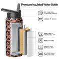 thumbnail image 2 of Leopard Print Insulated Stainless Steel Water Bottle with Straw & Cleaning Brush – 18 Oz | Leakproof, BPA-Free, 304 Stainless Steel, Wide Mouth, Travel Mug for Car, Gym, Office, 2 of 5