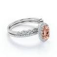 thumbnail image 3 of JeenMata Affordable 1.75 Carat Oval cut created morganite and Moissanite Bridal Wedding Ring Set with Engagement Ring and Wedding Band in 18k White Gold Over Silver, 3 of 6