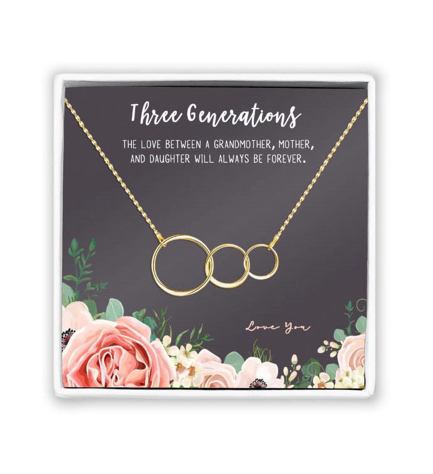 Gifts for Grandma, Mom, Granddaughter, Grandmother, Daughter, Mothers Day, Birthday, Gold 3 Interlocking Circles Jewelry with Gift Box [Gold Triple Infinity Rings, No-Personalized Card]