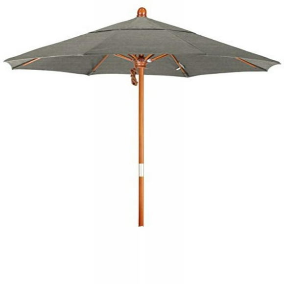 California Umbrella 7.5' Grove Series Patio Umbrella With Wood Pole Hardwood Ribs Push Lift With Sunbrella 1A Spectrum Dove Fabric