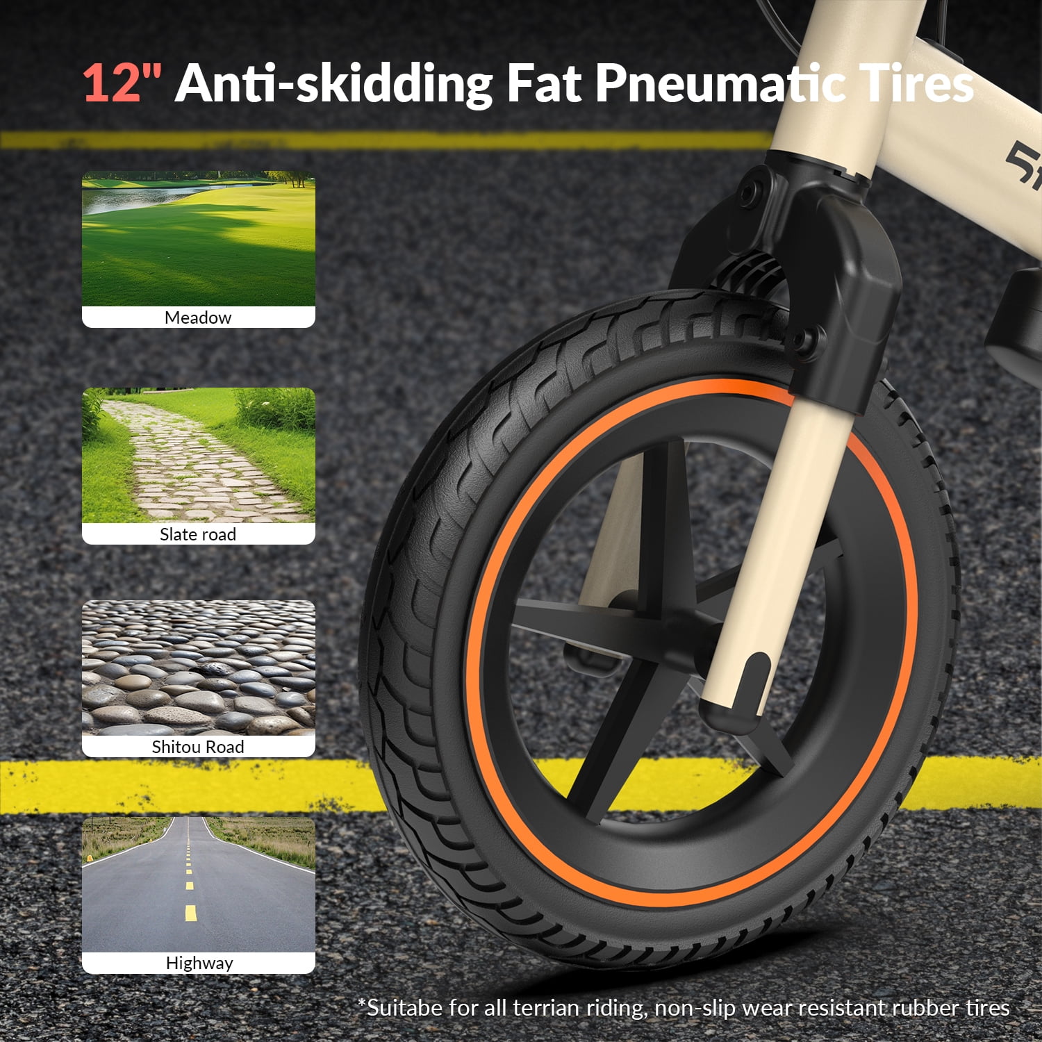 5TH WHEEL DP-T12 / KB09 Electric Bike for Kids, 150W Electric Balance Bike Ages 3-8 Years Old, 12" Pneumatic Tire with Dual Brake, 3 Speed Modes Kid Electric Motorcycle,Yellow