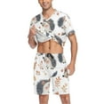 thumbnail image 3 of joogoo Men's Pajama Set Hedgehog Autumn Leave V-Neck Pj Shorts Set 2 Piece Loungewear Sleepwear L, 3 of 7