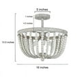 thumbnail image 6 of LNC Boho Wood Bead Semi Flush Mount Ceiling Light, 3-Light 16" Fixture in White Grey, 6 of 9