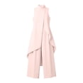 thumbnail image 4 of IUYRTFE Women's Sleeveless Mock Neck Layered Asymmetrical Top and Wide Leg Pants Set 2 Piece Casual Outfit, 4 of 6